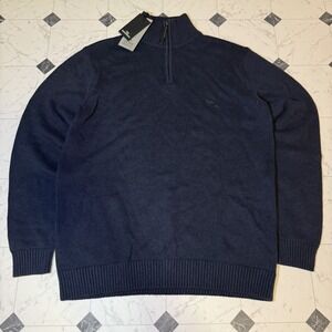Rodd & Gunn Gunn Essentials Quarter Zip Knit Sweater Medium Navy NWT